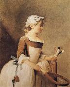 Jean Baptiste Simeon Chardin Girl with a Racquer and Shuttlecock Spain oil painting artist